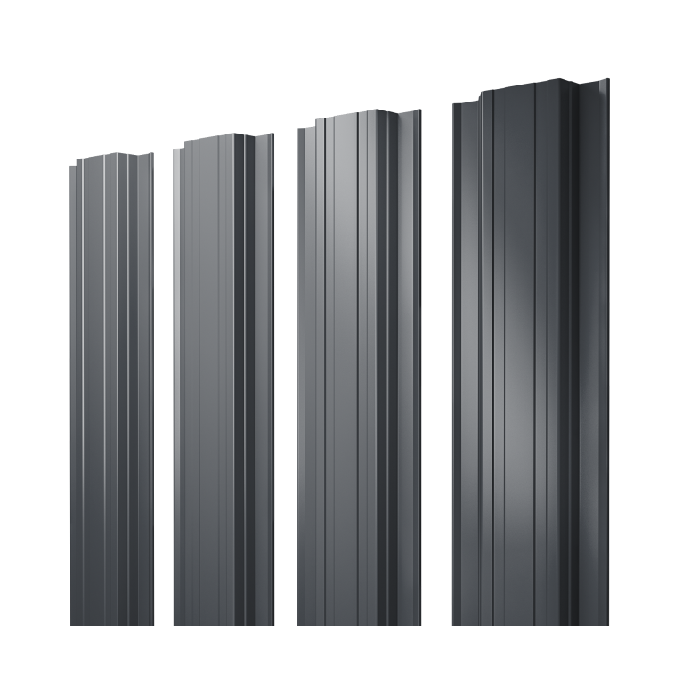 Штакетник Прямоугольный с прямым резом 0,4 PE-Matt-Double RAL 7024 мокрый асфальт