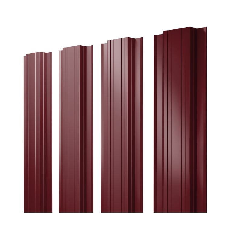 Штакетник Прямоугольный с прямым резом 0,45 Drap TX RAL 3005 красное вино