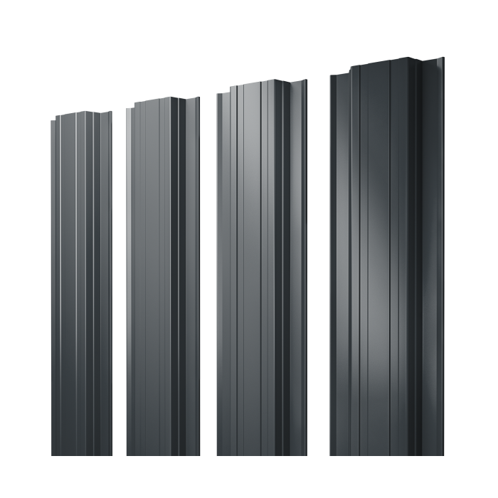 Штакетник Прямоугольный с прямым резом 0,45 Drap TX RAL 7016 антрацитово-серый