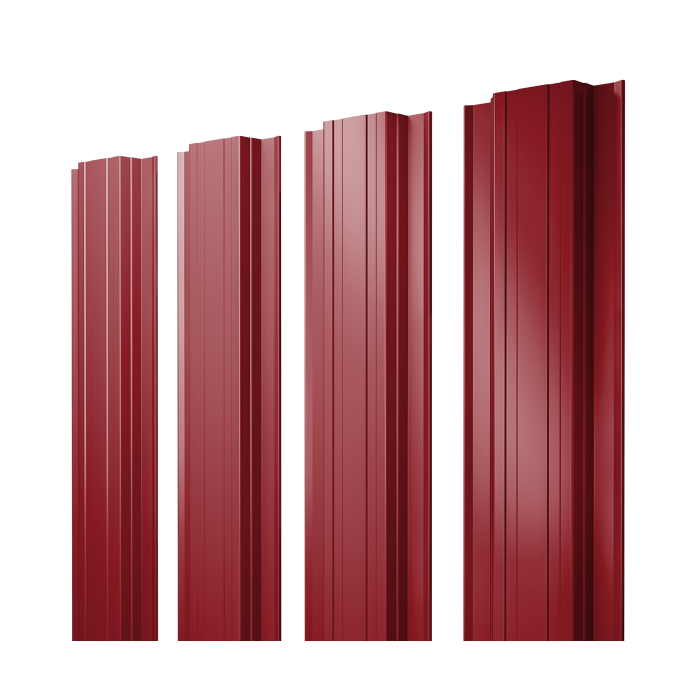 Штакетник Прямоугольный с прямым резом 0,45 PE RAL 3003 рубиново-красный