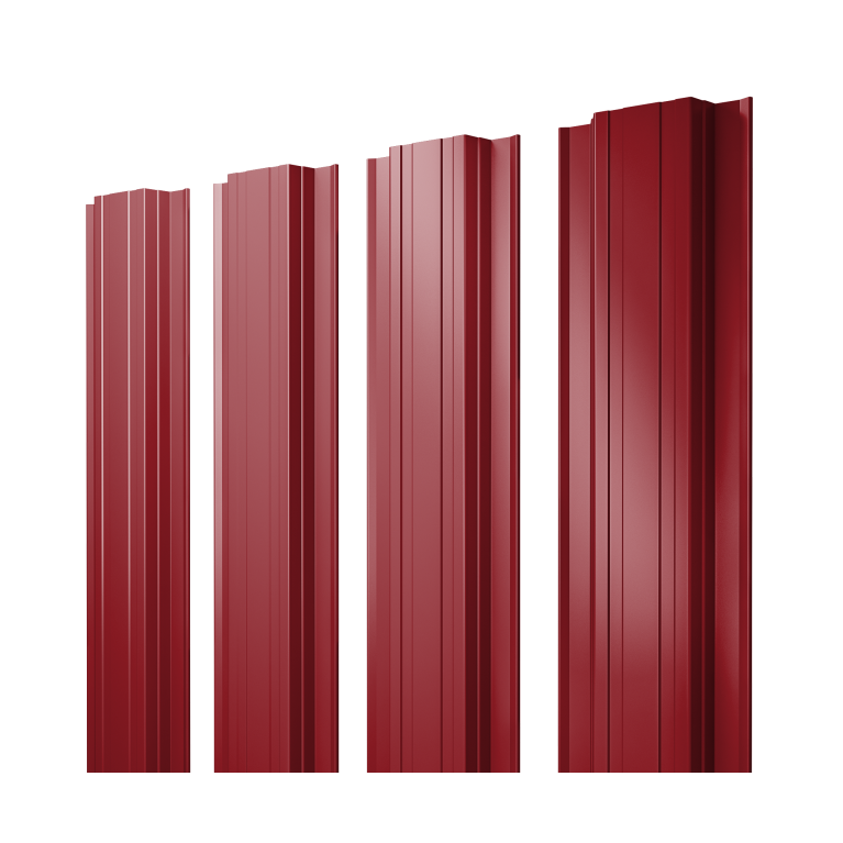 Штакетник Прямоугольный с прямым резом 0,45 PE RAL 3003 рубиново-красный