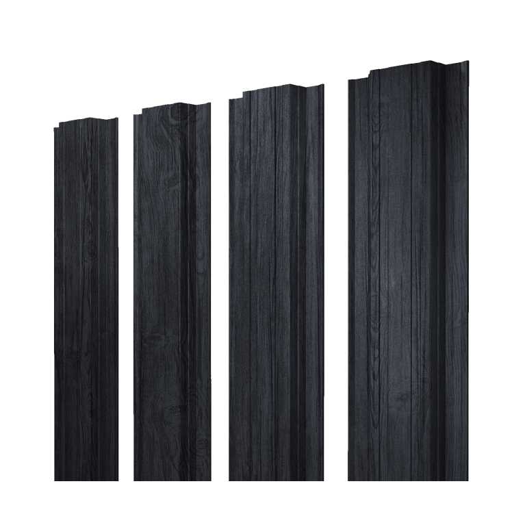 Штакетник Прямоугольный с прямым резом 0,45 Print Premium Grey Wood TwinColor