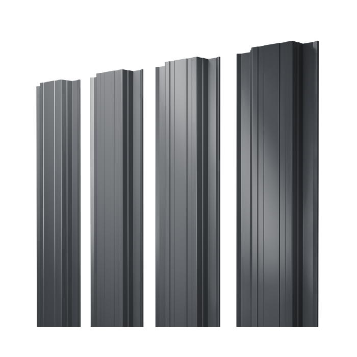 Штакетник Прямоугольный с прямым резом 0,5 Satin Matt TX RAL 7024 мокрый асфальт
