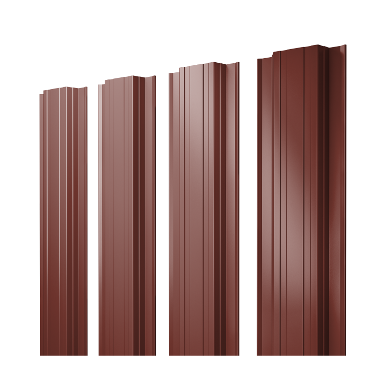 Штакетник Прямоугольный с прямым резом 0,5 Satin RAL 3009 оксидно-красный