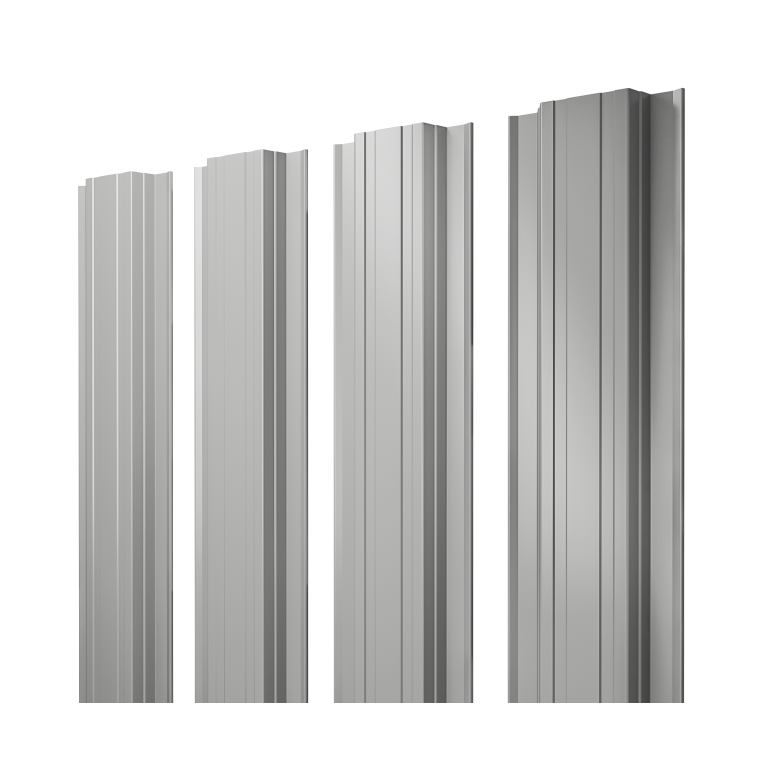 Штакетник Прямоугольный с прямым резом 0,5 Satin RAL 9006 бело-алюминиевый