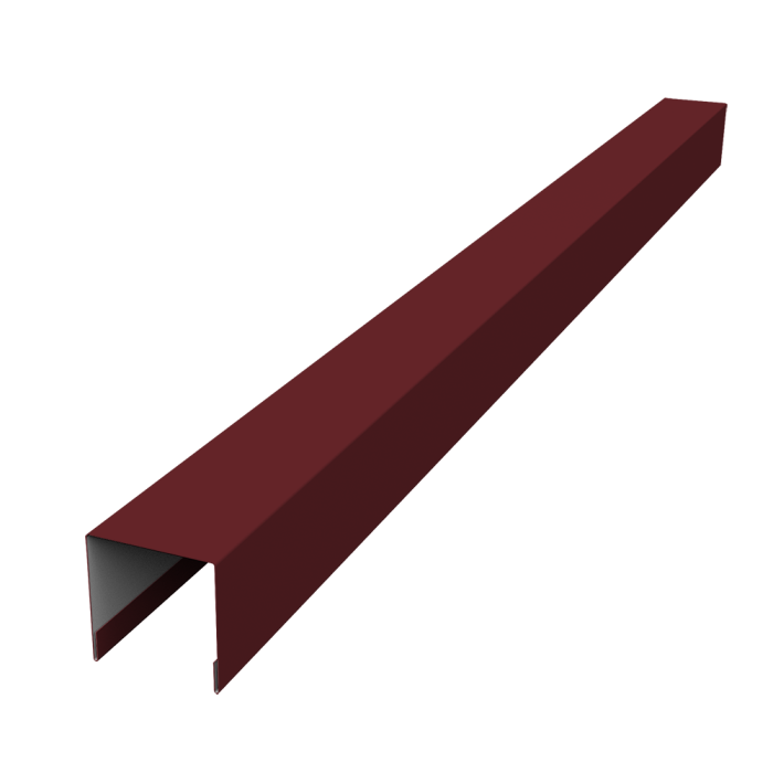 Планка вертикальная лицевая для забора жалюзи Palermo 0,45 Drap TX RAL 3005 красное вино (1,8м)