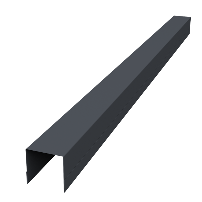 Планка вертикальная обратная для забора жалюзи Palermo 0,45 PE-Double RAL 7024 мокрый асфальт (3м)