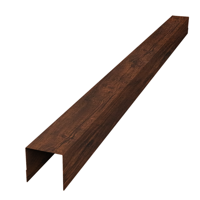 Планка вертикальная обратная для забора жалюзи Palermo 0,45 Print-Double Premium Cherry Wood Dark F (3м)