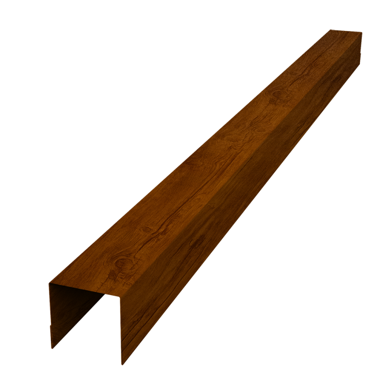 Планка вертикальная обратная для забора жалюзи Palermo 0,45 Print-double Premium Golden Wood Intense F (2,5м)