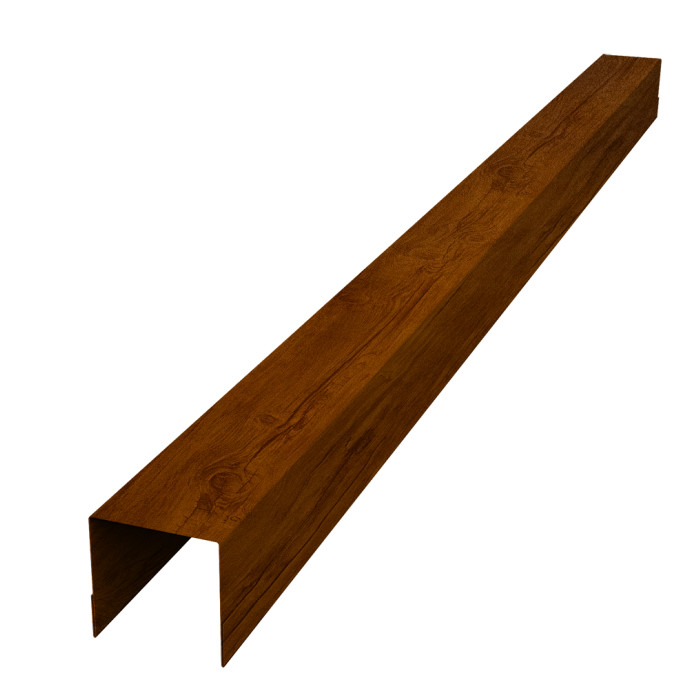 Планка вертикальная обратная для забора жалюзи Palermo 0,45 Print-double Premium Golden Wood Intense F (3м)