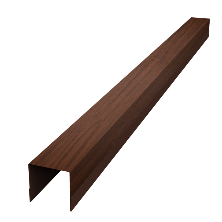 Планка вертикальная обратная для забора жалюзи Palermo 0,45 Print Elite Choco Wood TwinColor (3м)