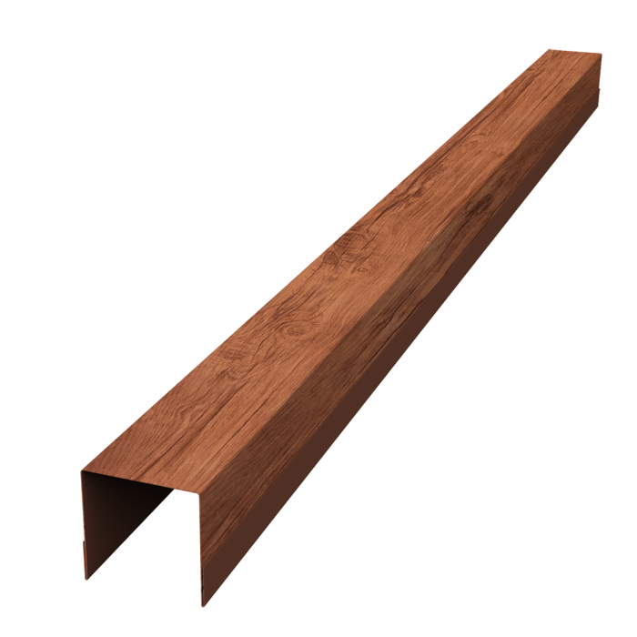 Планка вертикальная обратная для забора жалюзи Palermo 0,45 Print Premium Rowan Wood Intense FTC (2м)