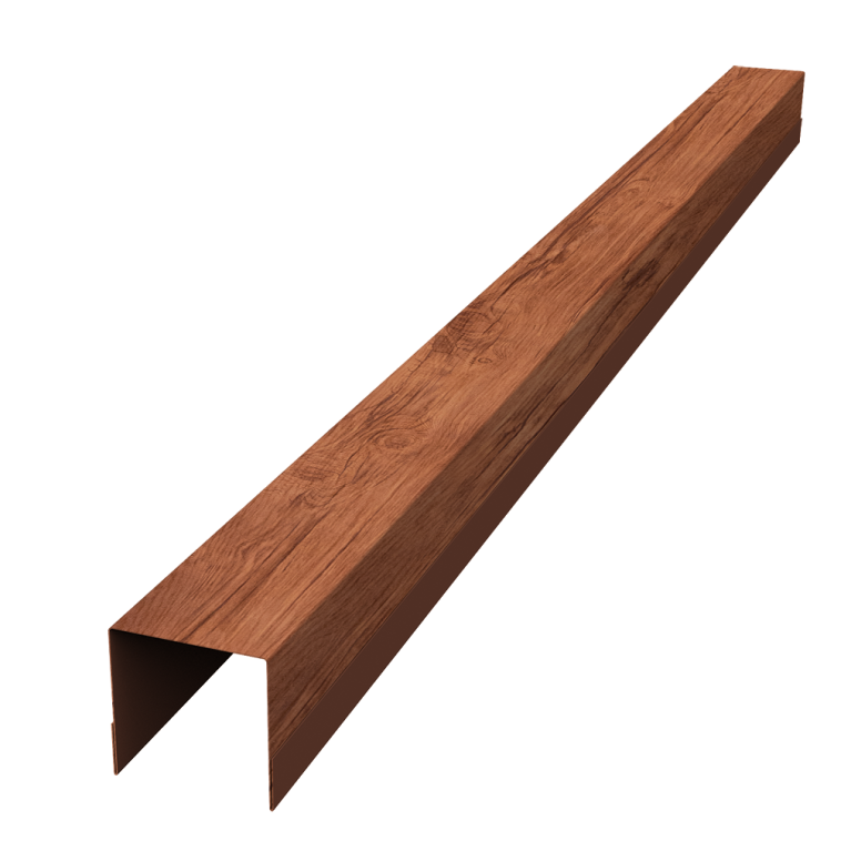 Планка вертикальная обратная для забора жалюзи Palermo 0,45 Print Premium Rowan Wood Intense FTC (2м)