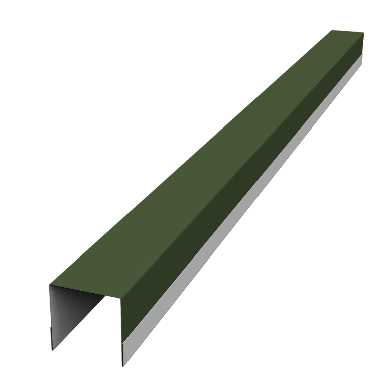 Планка вертикальная обратная для забора жалюзи Palermo 0,5 Satin Matt TX RAL 6020 хромовая зелень (2м)