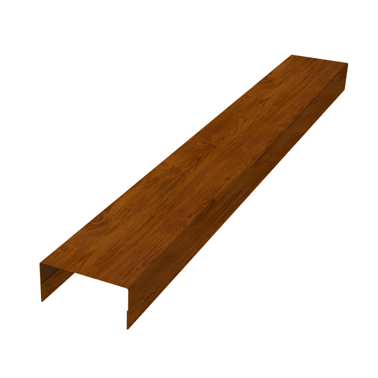 Крышка забора для горизонтального монтажа штакетника 0,45 Print Elite Golden Wood TwinColor (2,5м)