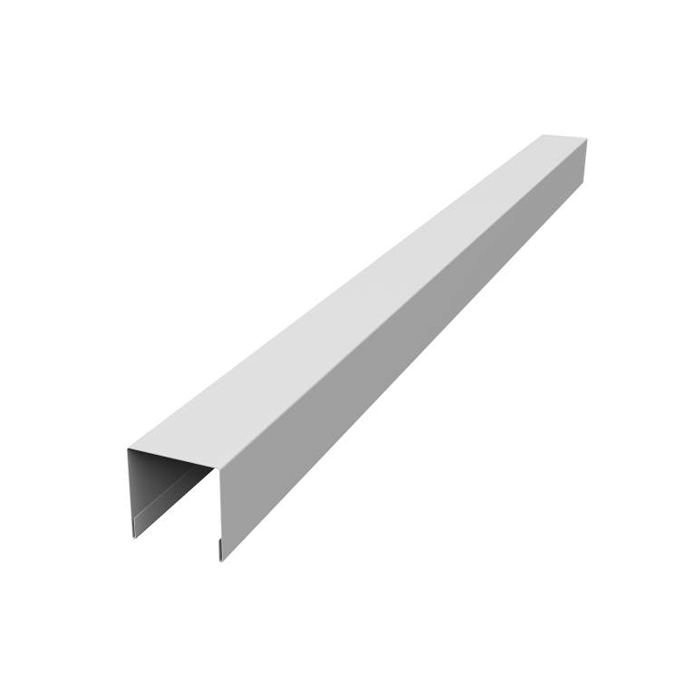 Планка вертикальная лицевая для горизонтального монтажа штакетника 0,45 Drap RAL 9003 сигнальный белый (1,8м)