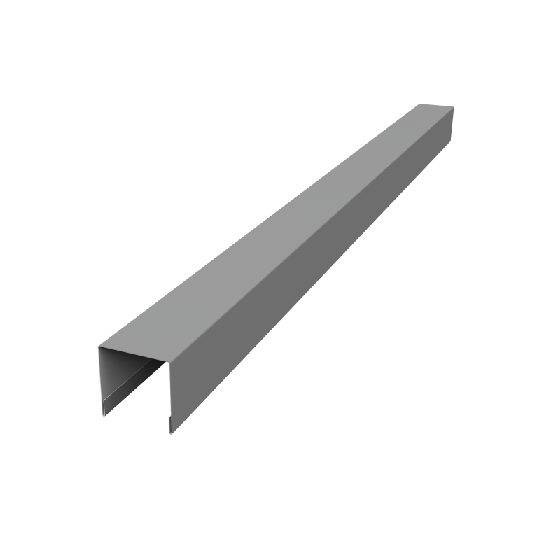 Планка вертикальная лицевая для горизонтального монтажа штакетника 0,45 PE RAL 9006 бело-алюминиевый (2,5м)