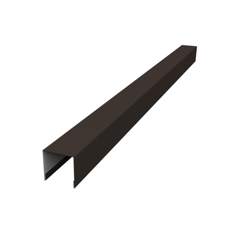 Планка вертикальная лицевая для горизонтального монтажа штакетника 0,45 PE RR 32 темно-коричневый (2м)