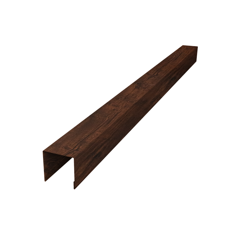 Планка вертикальная лицевая для горизонтального монтажа штакетника 0,45 Print-Double Premium Cherry Wood Dark F (3м)