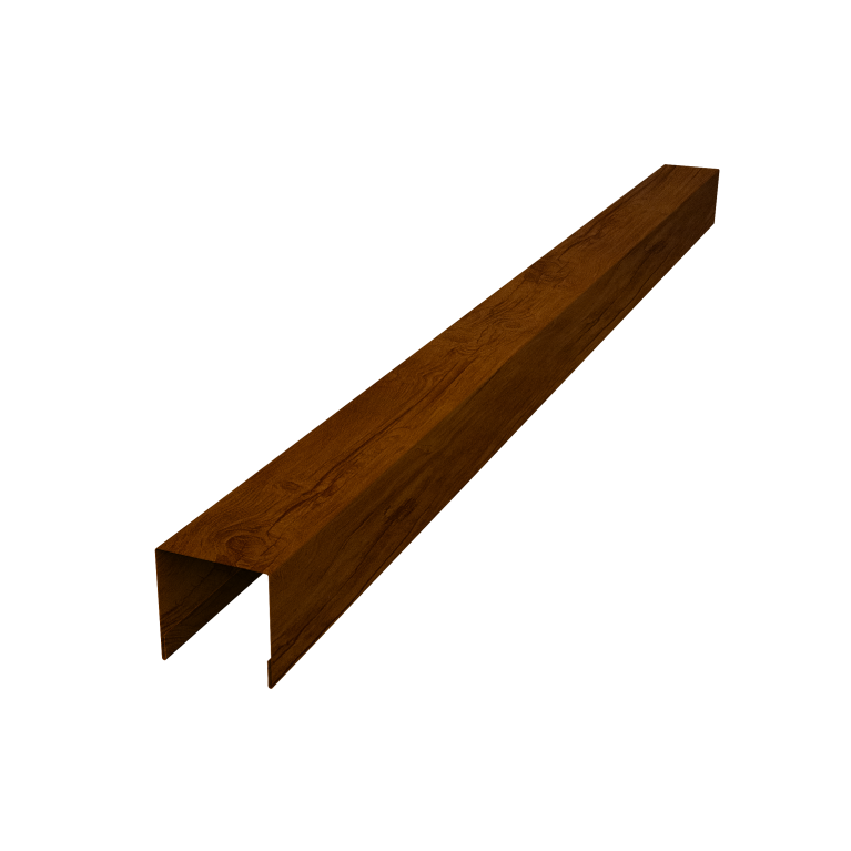 Планка вертикальная лицевая для горизонтального монтажа штакетника 0,45 Print-Double Premium Golden Wood Intense F (1,8м)