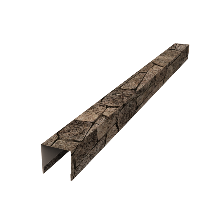 Планка вертикальная лицевая для горизонтального монтажа штакетника 0,45 Print Elite King Stone TwinColor (2,5м)