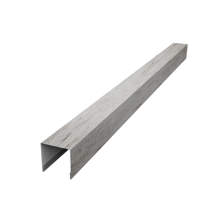 Планка вертикальная лицевая для горизонтального монтажа штакетника 0,45 Print Elite Snow Wood TwinColor (1,8м)