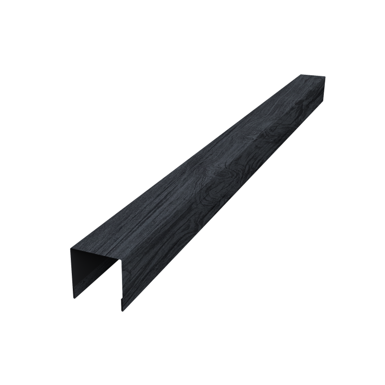 Планка вертикальная лицевая для горизонтального монтажа штакетника 0,45 Print Premium Grey Wood TwinColor (1,8м)