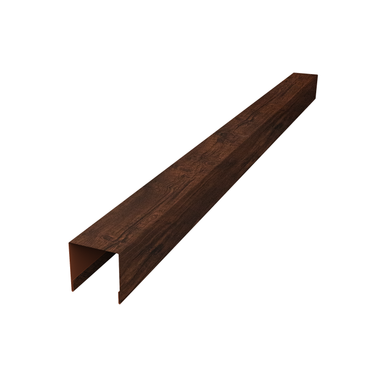 Планка вертикальная лицевая для горизонтального монтажа штакетника 0,45 Print Premium Cherry Wood Dark FTC (2,5м)