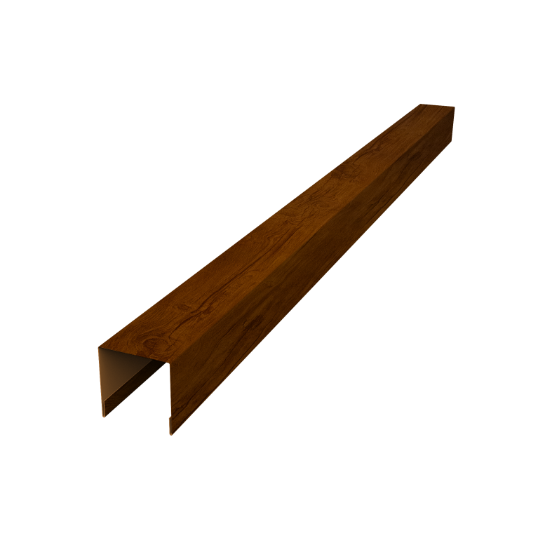 Планка вертикальная лицевая для горизонтального монтажа штакетника 0,45 Print Premium Golden Wood Intense FTC (2,5м)