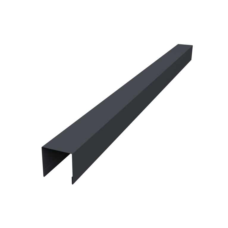 Планка вертикальная лицевая для горизонтального монтажа штакетника 0,5 Atlas X RAL 7024 мокрый асфальт (2м)