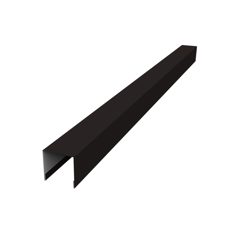 Планка вертикальная лицевая для горизонтального монтажа штакетника 0,5 PurPro RAL 9005 черный (1,8м)