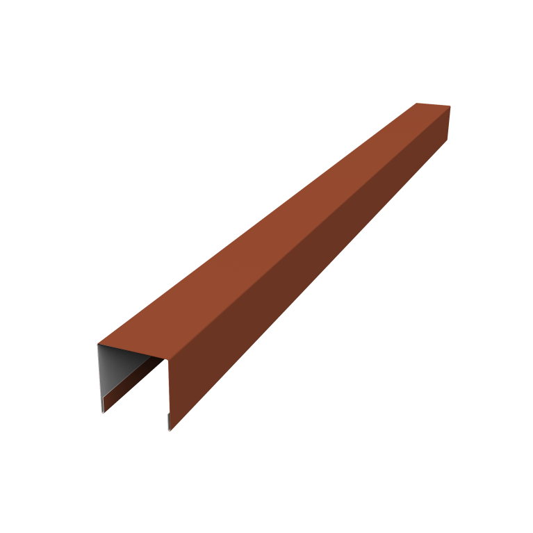 Планка вертикальная лицевая для горизонтального монтажа штакетника 0,5 Satin Matt TX RAL 8004 терракота (3м)