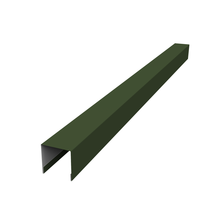 Планка вертикальная лицевая для горизонтального монтажа штакетника 0,5 Satin Matt TX RAL 6020 хромовая зелень (2,5м)