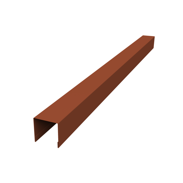 Планка вертикальная лицевая для горизонтального монтажа штакетника 0,5 Velur X RAL 8004 терракота (2м)