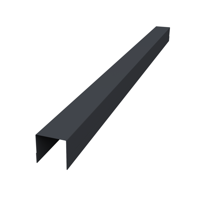 Планка вертикальная обратная для горизонтального монтажа штакетника 0,45 Drap-double TX RAL 7024 мокрый асфальт (3м)