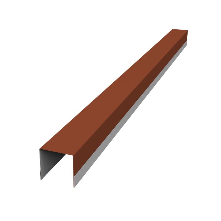 Планка вертикальная обратная для горизонтального монтажа штакетника 0,45 PE RAL 8004 терракота (2,5м)