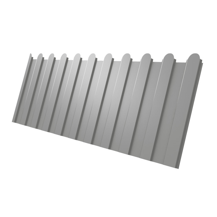 Профнастил С8A v01 фигурный 0,45 PE с пленкой RAL 9006 бело-алюминиевый