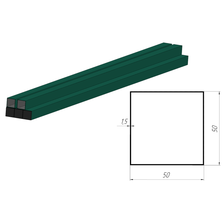 Столб для забора 50х50х2000х1,5мм