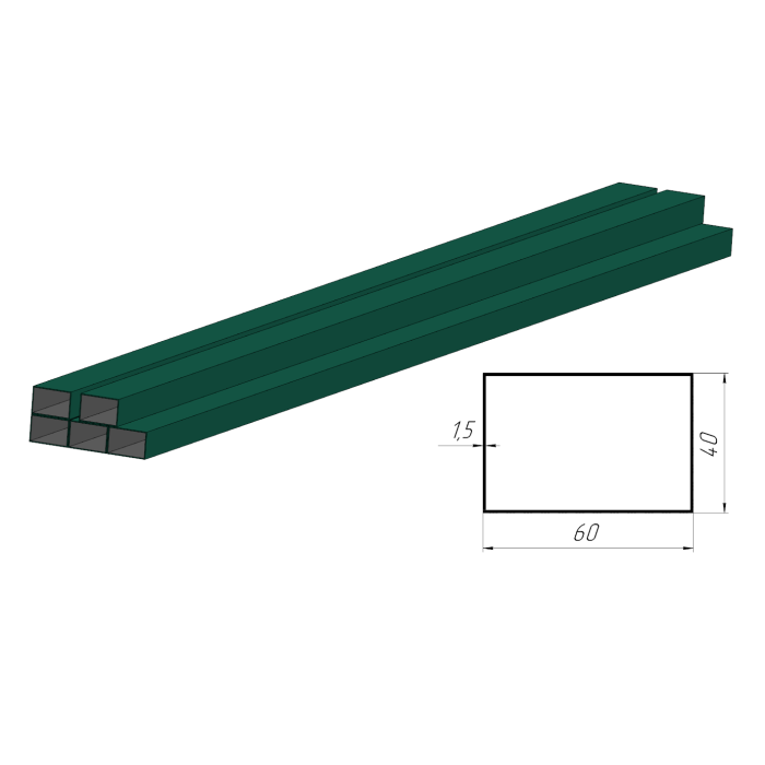 Столб для забора 60х40х3500х1,5мм