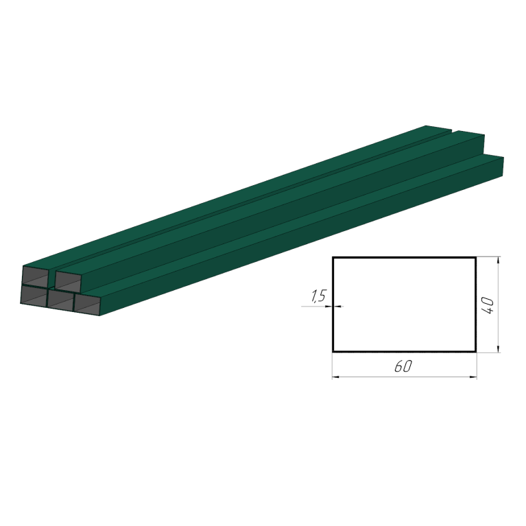 Столб для забора 60х40х2500х1,5мм