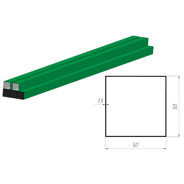 Столб для забора 50х50х2000х1,5мм